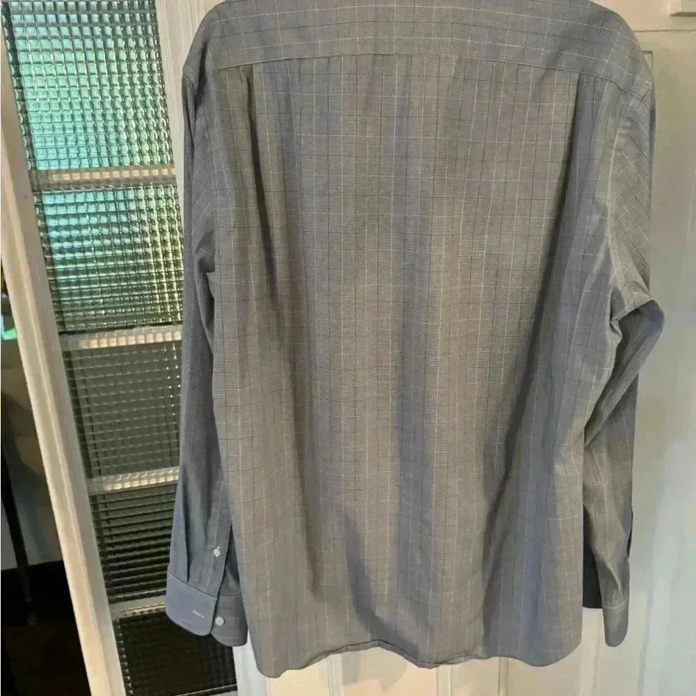 J Crew Thompson button up men’s shirt blue plaid lightweight sz XL 17 1/2